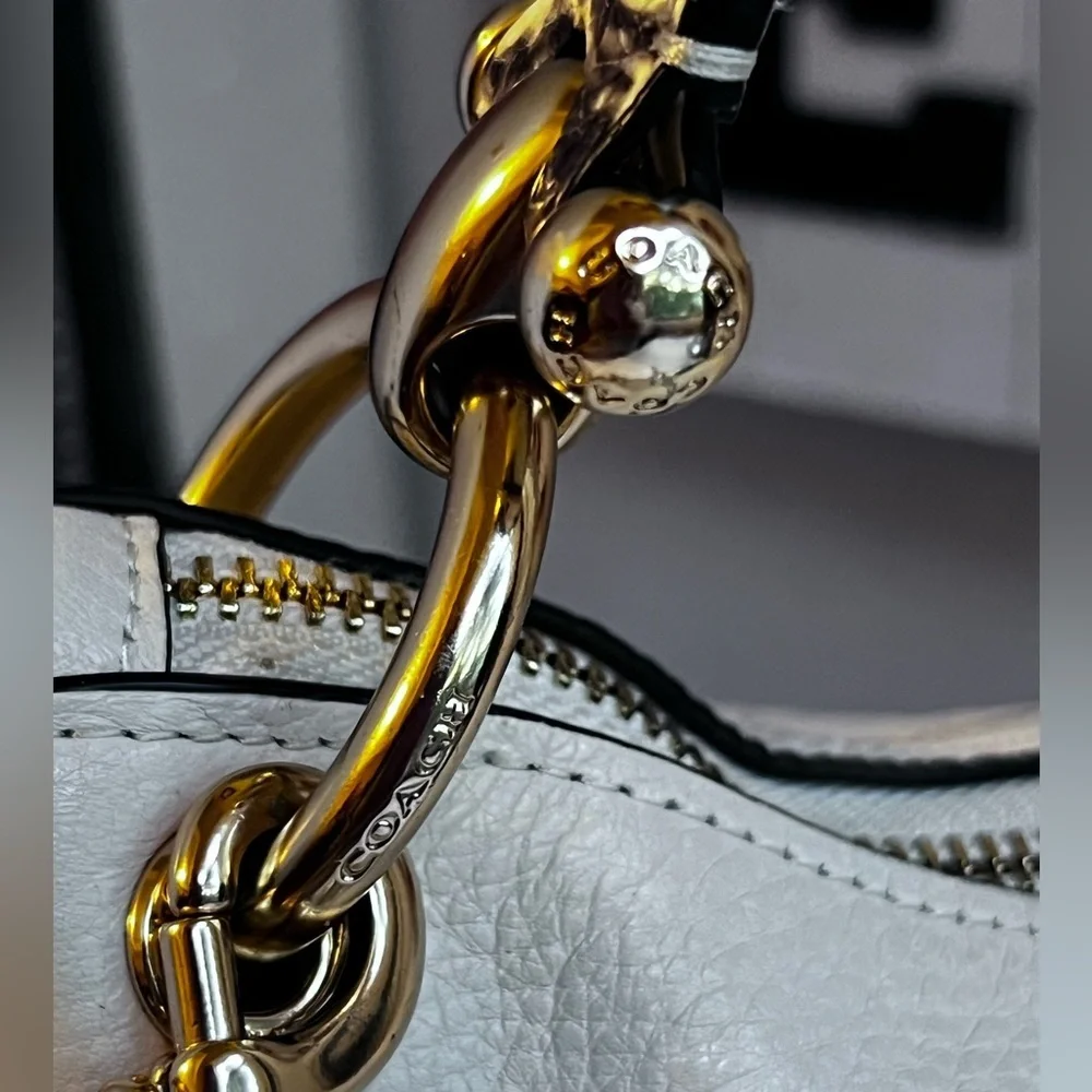 Coach Cream and Black Hobo Shoulder Bag with Snake Print